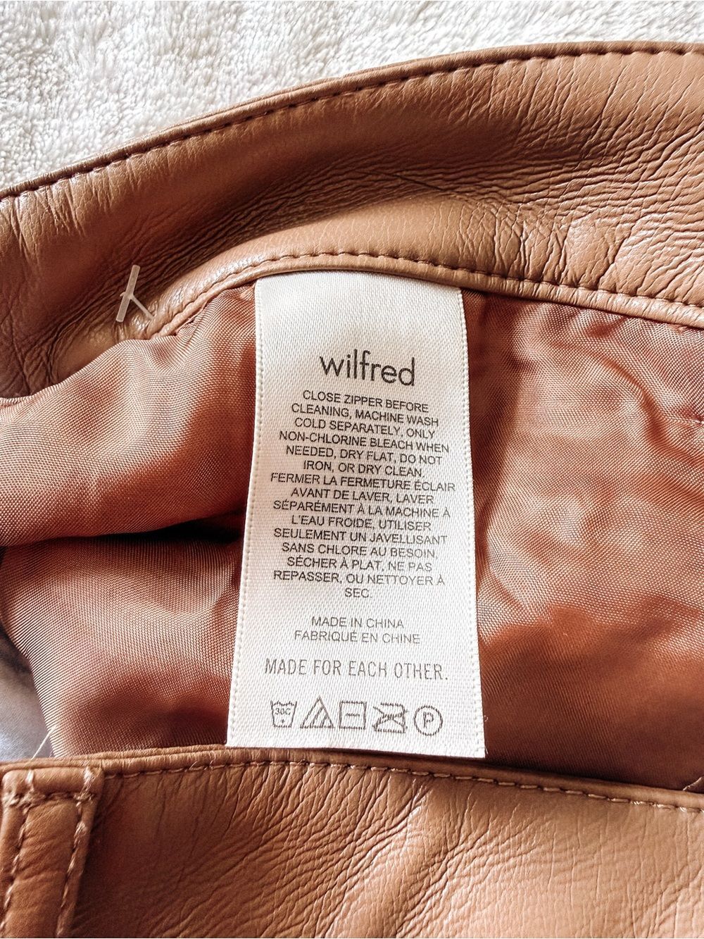 Aritzia Wilfred Melina Vegan Leather Pants Cognac Brown Size 10 - Picture 5 of 6
